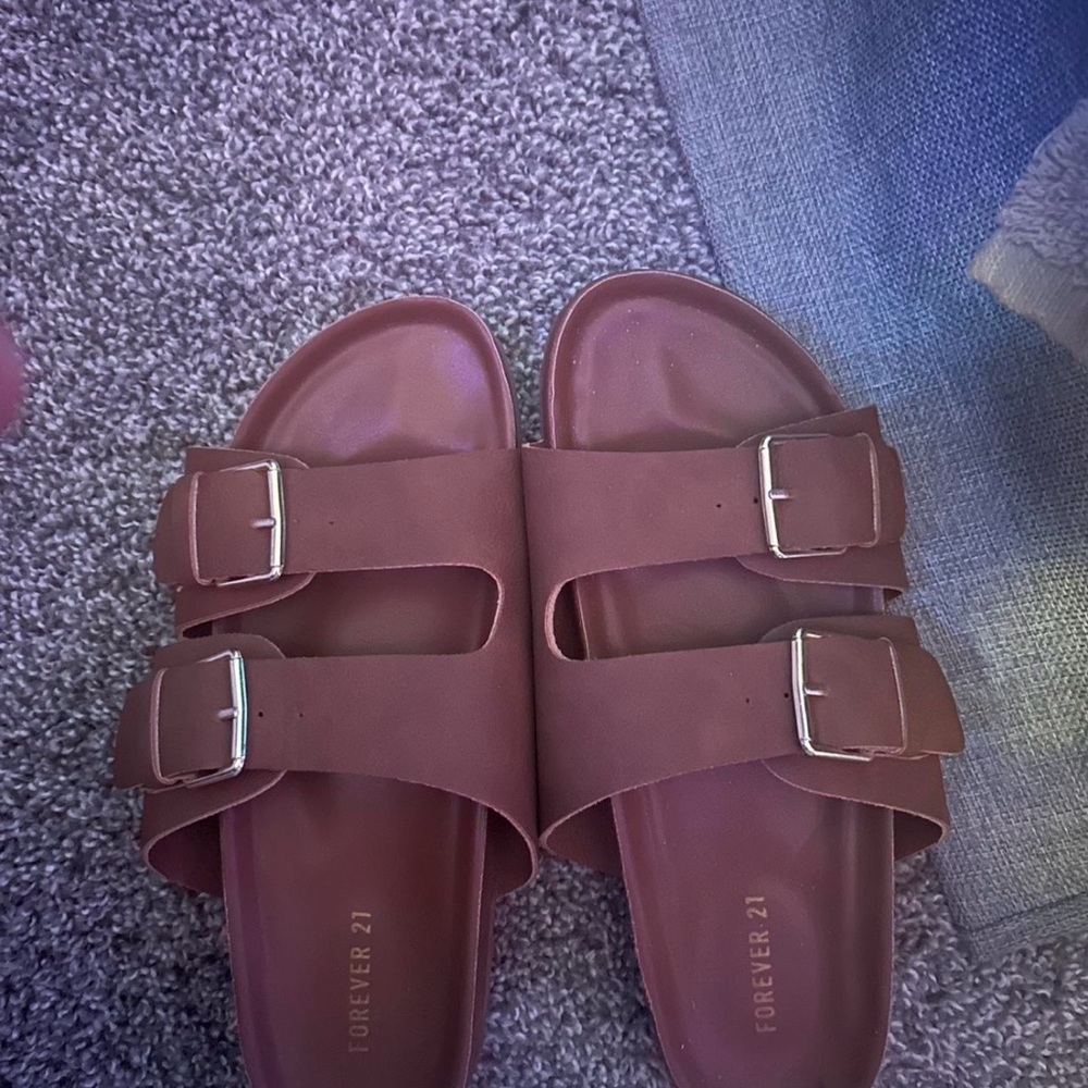 Forever 21 Women's Double Buckle Sandals - Brown